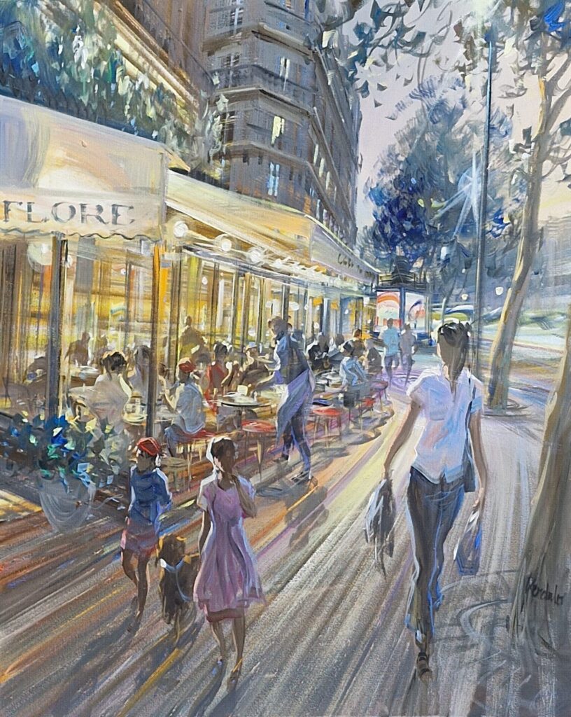 KERDALO soirée devant le flore 65x81cm copie